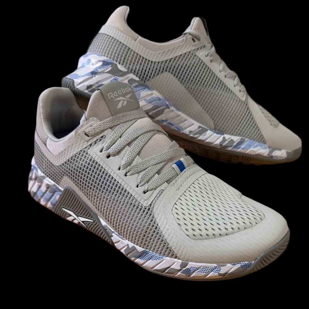 Reebok Gray Mesh Sneakers with Blue Accents